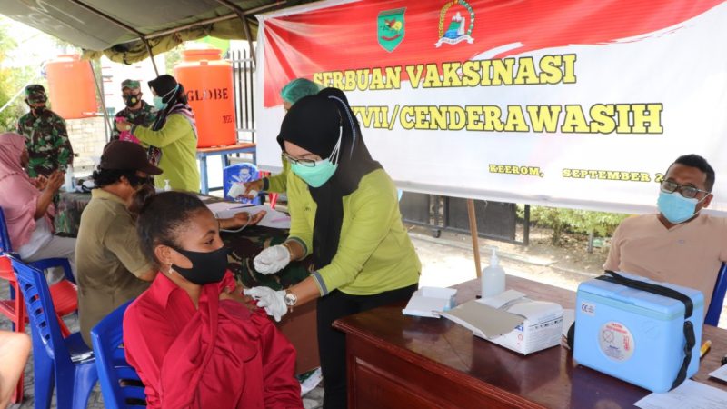 Tekan Laju Penyebaran Covid-19, Kodam XVII/Cenderawasih Bersama FKUB Kabupaten Keerom Gelar Serbuan Vaksinasi