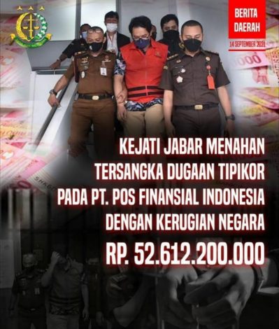 Kejati Jabar Tahan Tersangka Korupsi Pos Finansial 2