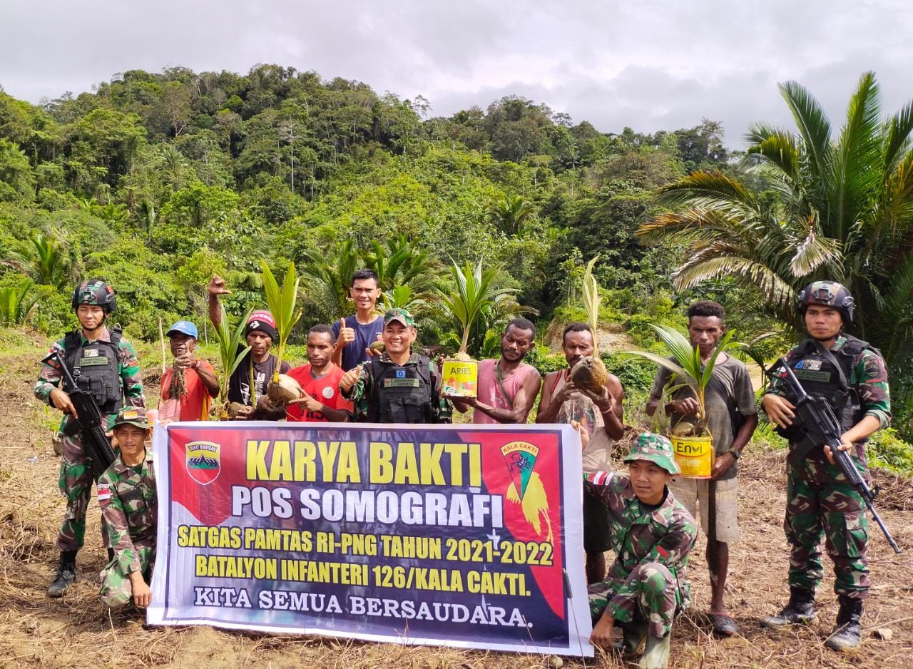 Ketahanan Pangan, Satgas Pamtas Yonif 126/KC Ajak Warga Garap Tanah Adat Jadi Lahan Produktif di Perbatasan RI-PNG